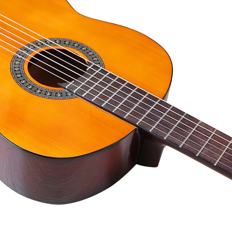 Orange Classic Guitar 39 Inch High Gloss 6 String Classical Guitar Full Size Design With EQ Tuner Function With Free Gig Gag