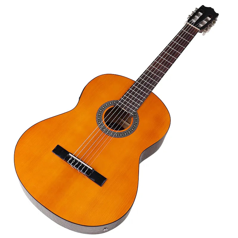Orange Classic Guitar 39 Inch High Gloss 6 String Classical Guitar Full Size Design With EQ Tuner Function With Free Gig Gag